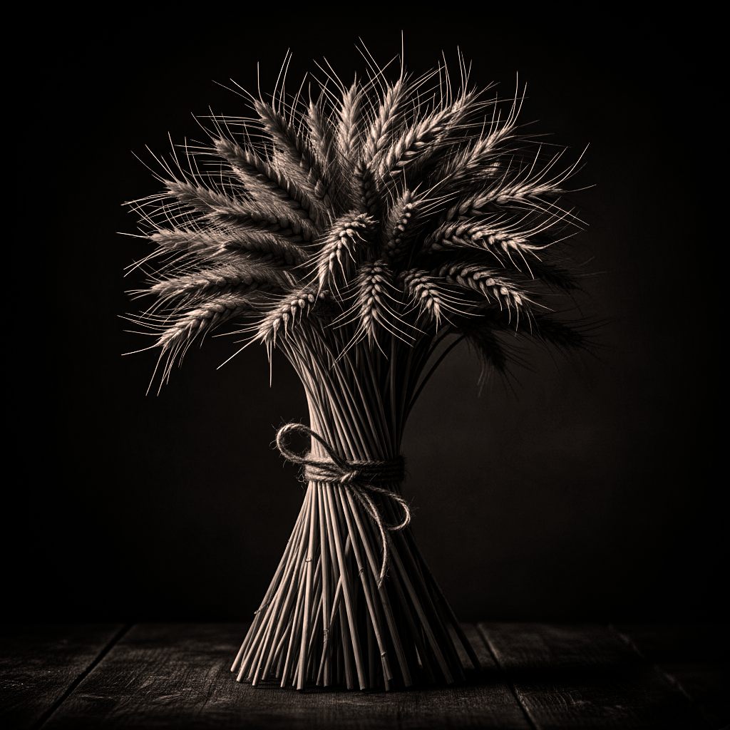 Gerbe de blé liée, sur fond sombre